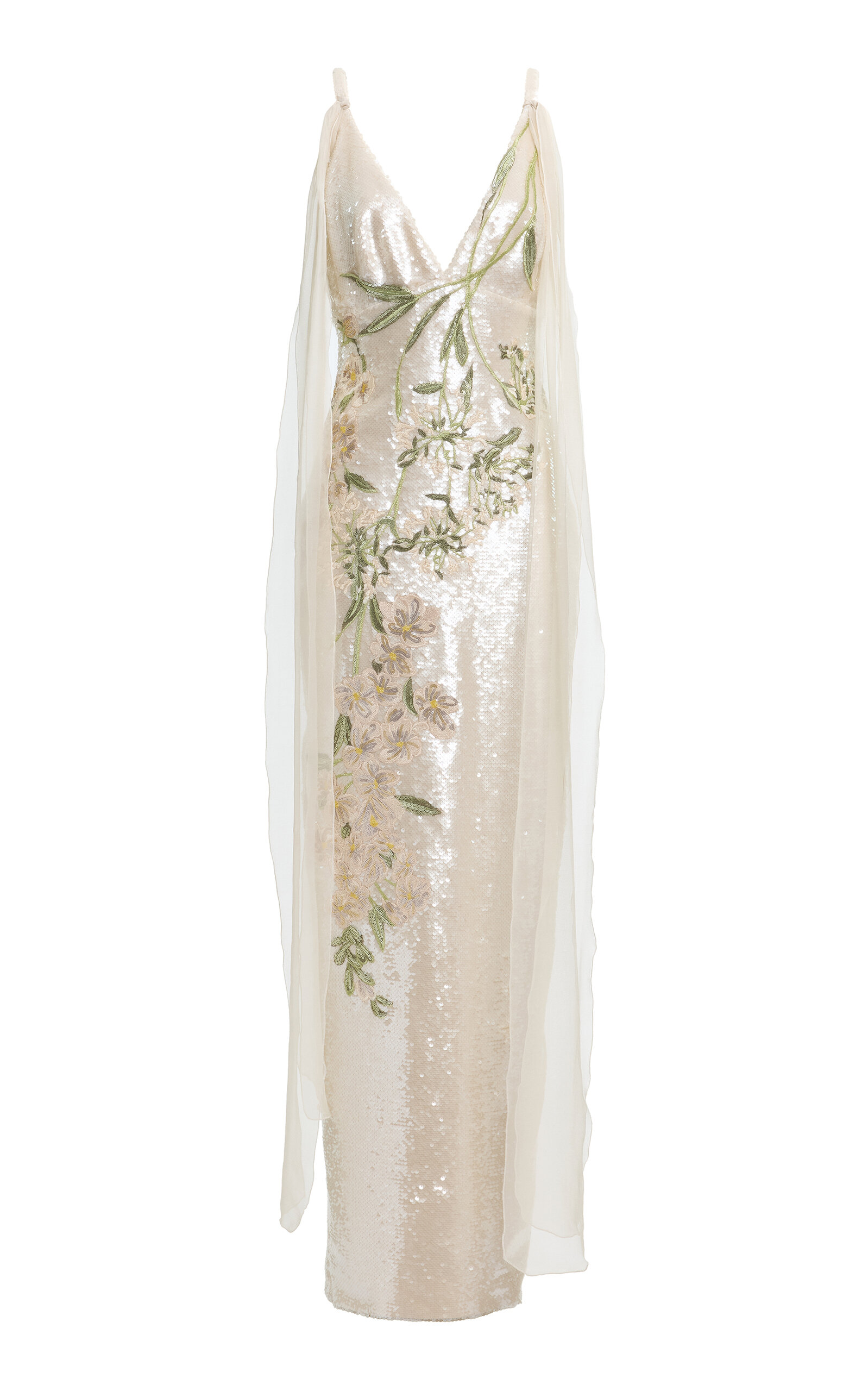 Elie Saab Elie Saab Sequined Applique SilkBlend Midi Dress