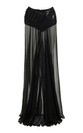 Elie Saab Elie Saab Sequined Drop Waist SilkBlend Maxi Skirt