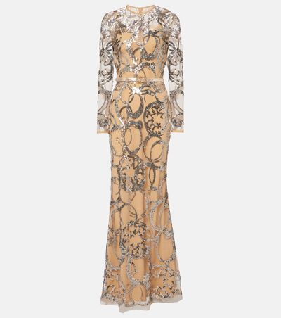 Elie Saab Elie Saab Sequined sheer tulle gown