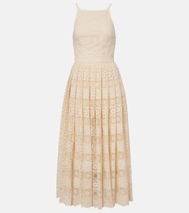 Elie Saab Elie Saab Silk and cotton-blend guipure lace midi dress
