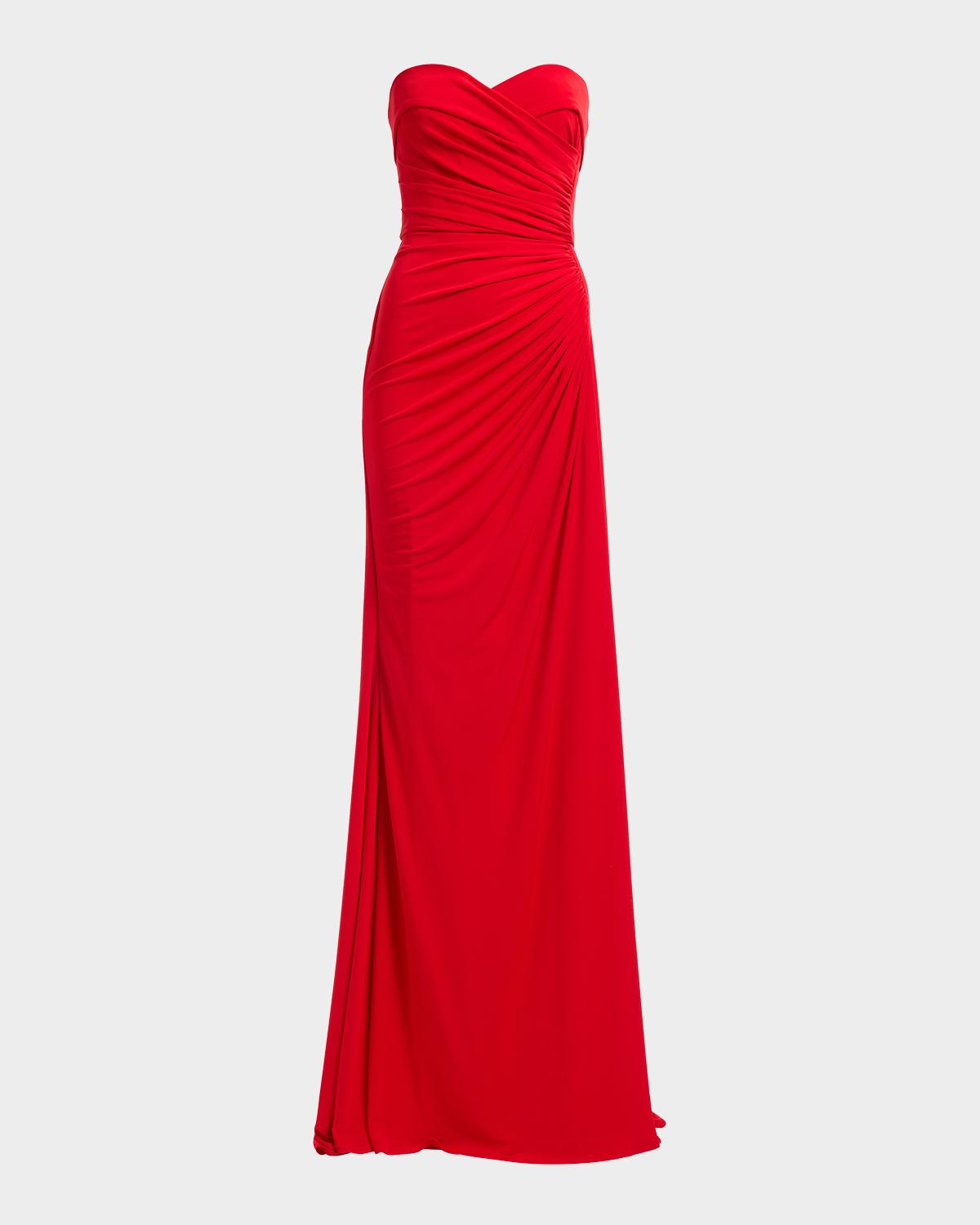Elie Saab Strapless Draped Trumpet Gown