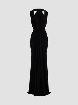 Elie Saab Women's Halter Jersey Draped Maxi Dress