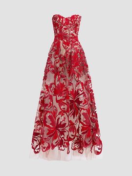 Elie Saab Women's Velvet & Sequins Embroidered Tulle Gown