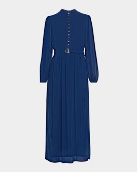 Elie Tahari Adira Pleated A-Line Belted Midi-Dress