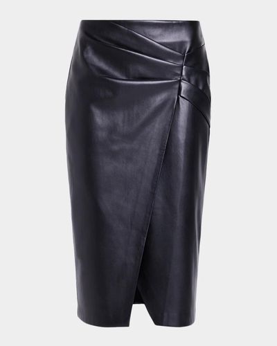 Elie Tahari Amelia Faux-Leather Pleated Midi Skirt