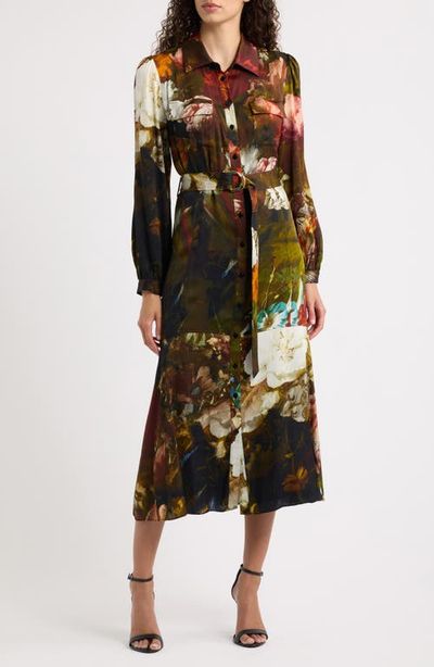 Elie Tahari Elie Tahari Mika Silk Blend Printed Shirtdress