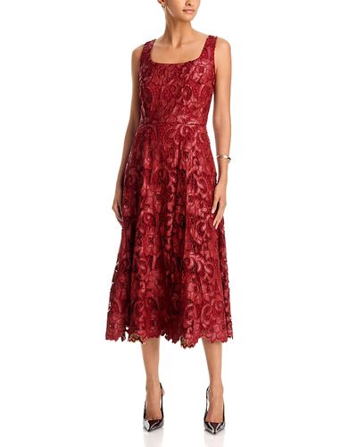 Elie Tahari Elie Tahari The Chayenne Faux Leather Lace Dress
