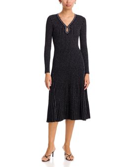 Elie Tahari Elie Tahari The Freya Ribbed Metallic Threaded Sweater Dress
