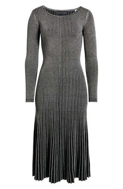 Elie Tahari The Lillie Metallic Long Sleeve Rib Maxi Dress