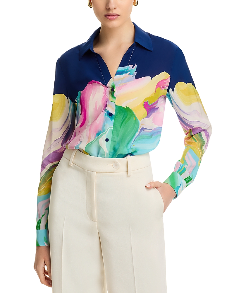 Elie Tahari - The Madeline Cosmic Silk Blend Printed Shirt