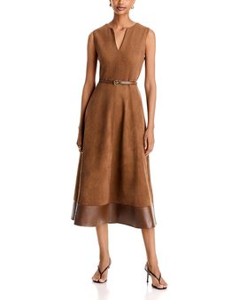 Elie Tahari Elie Tahari The Paisley Belted Faux Suede Dress