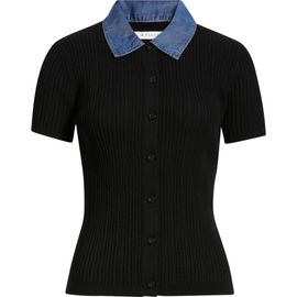Elie Tahari Elie Tahari The Remington Denim Collar Short Sleeve Cardigan