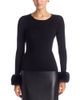 Elie Tahari Elie Tahari The Savannah Faux Fur Trim Sweater - 1