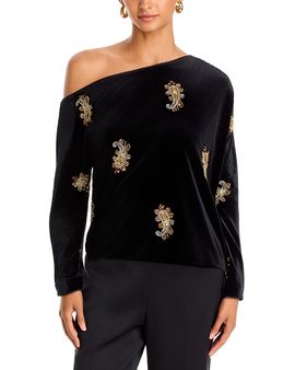 Elie Tahari Elie Tahari Vani Velvet Off The Shoulder Blouse