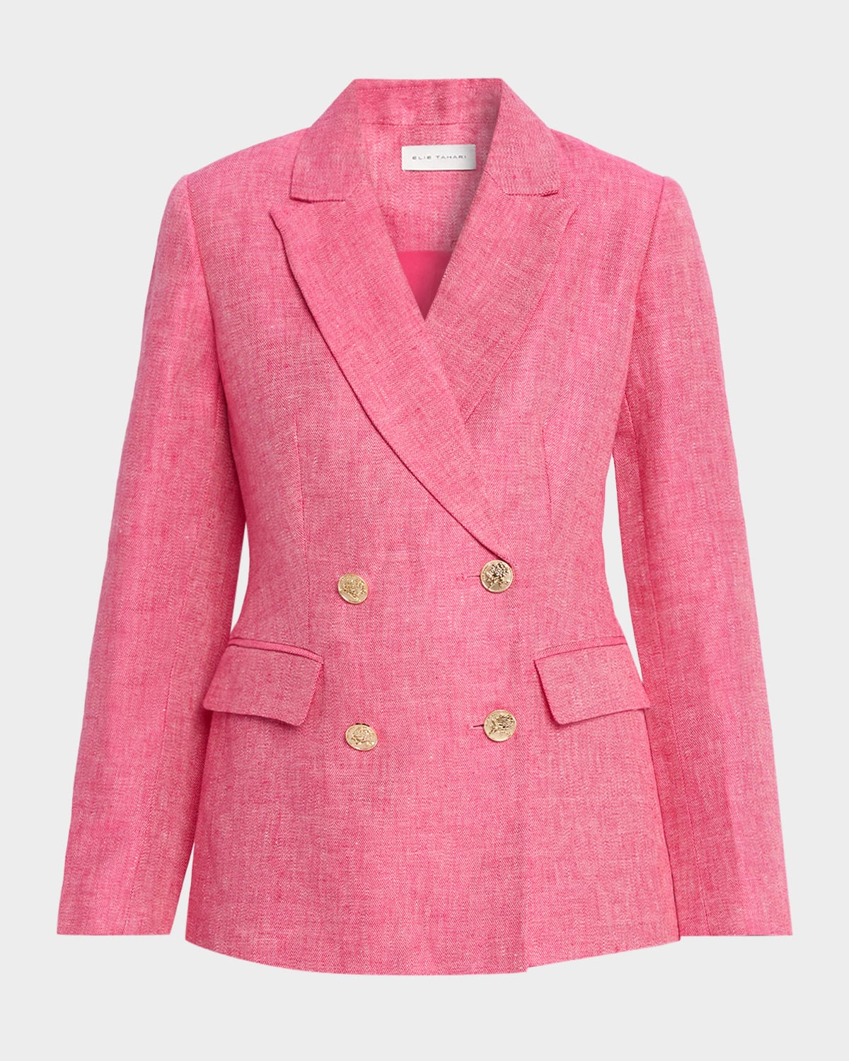 Elie Tahari Kenna Double-Breasted Linen Blazer