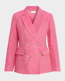 Elie Tahari Kenna Double-Breasted Linen Blazer