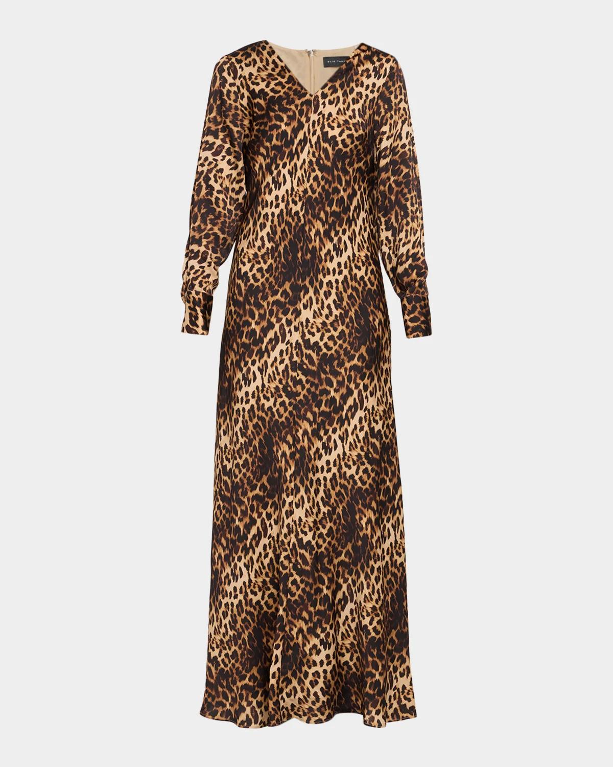 Elie Tahari Lauren Leopard Print Silk-Blend Dress