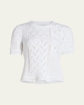 Elie Tahari Lily Pointelle Cotton Knit Sweater