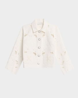 Elie Tahari Marianna Eyelet Embroidered Cotton Jacket