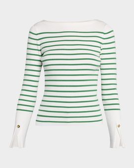 Elie Tahari Sula Striped Boatneck Sweater