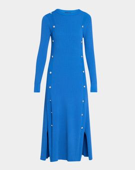 Elie Tahari Tamara Rib-Knit Crewneck Midi Sweaterdress