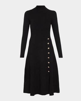 Elie Tahari The Adhara Rib Knit A-Line Midi Sweater Dress