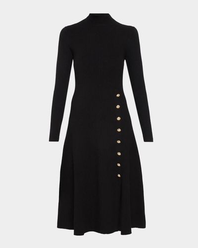 Elie Tahari The Adhara Rib Knit A-Line Midi Sweater Dress