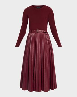 Elie Tahari The Allison Mixed Media Midi Dress