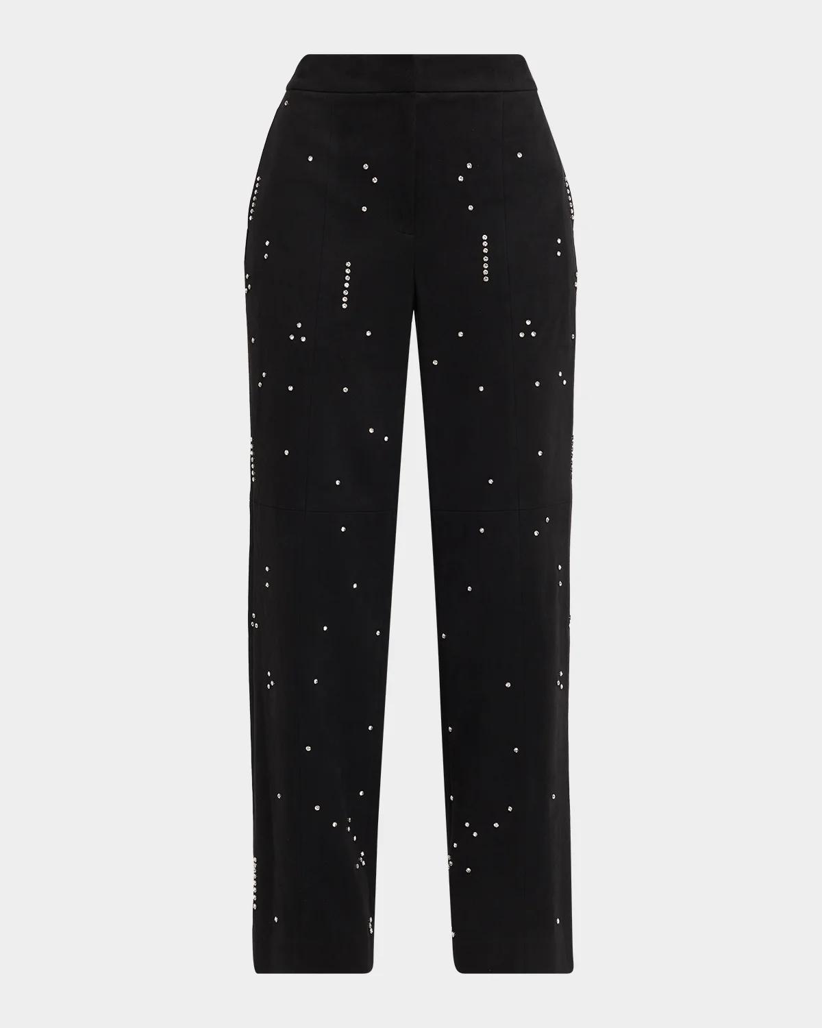 Elie Tahari The Amara Rhinestone Straight-Leg Pants