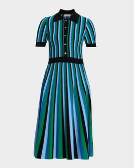 Elie Tahari The Ana Striped Knit Midi Dress