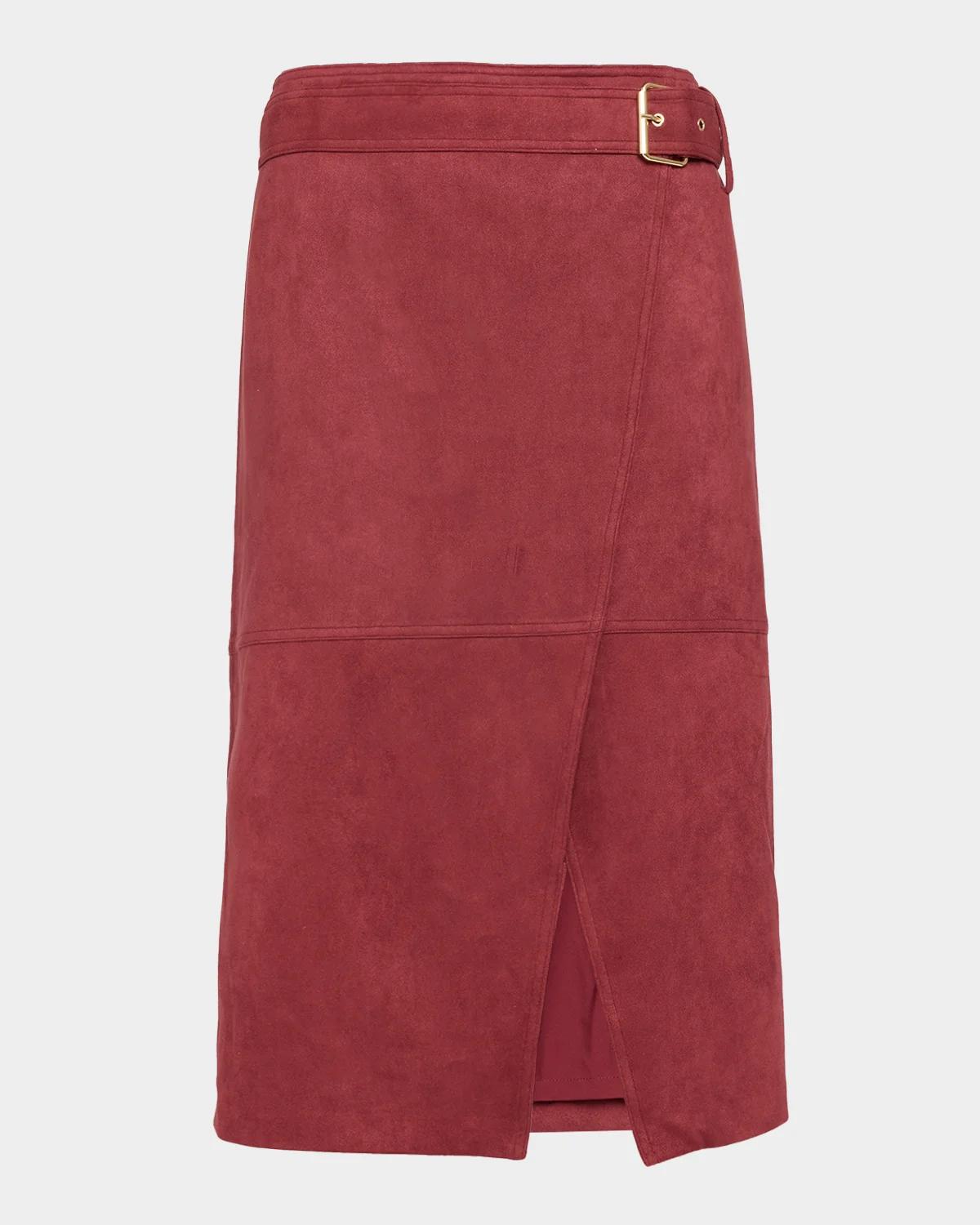 Elie Tahari The Danica Faux Suede Midi Skirt