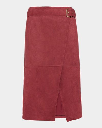Elie Tahari The Danica Faux Suede Midi Skirt