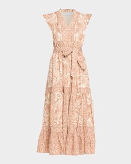 Elie Tahari The Eden Tiered Floral-Print Cotton Maxi Dress