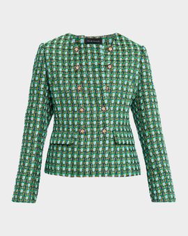 Elie Tahari The Eleni Woven Double-Breasted Jacket