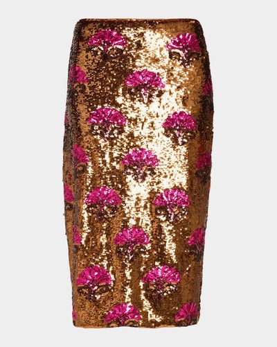 Elie Tahari The Emersyn Floral-Motif Sequined Midi Skirt