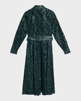 Elie Tahari The Kennedy Vegan Leather Midi Shirtdress