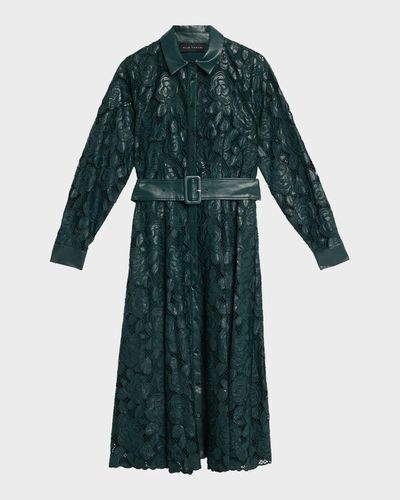 Elie Tahari The Kennedy Vegan Leather Midi Shirtdress