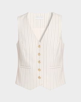 Elie Tahari The Liliana Striped Button-Down Vest