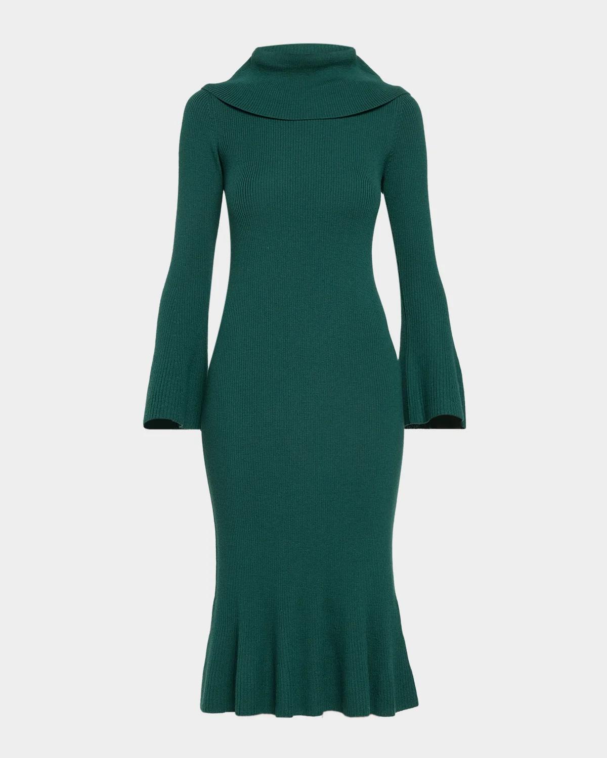 Elie Tahari The Lucia Rib Knit Midi Sweater Dress