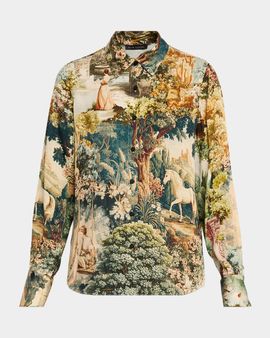 Elie Tahari The Madeline Garden-Print Shirt