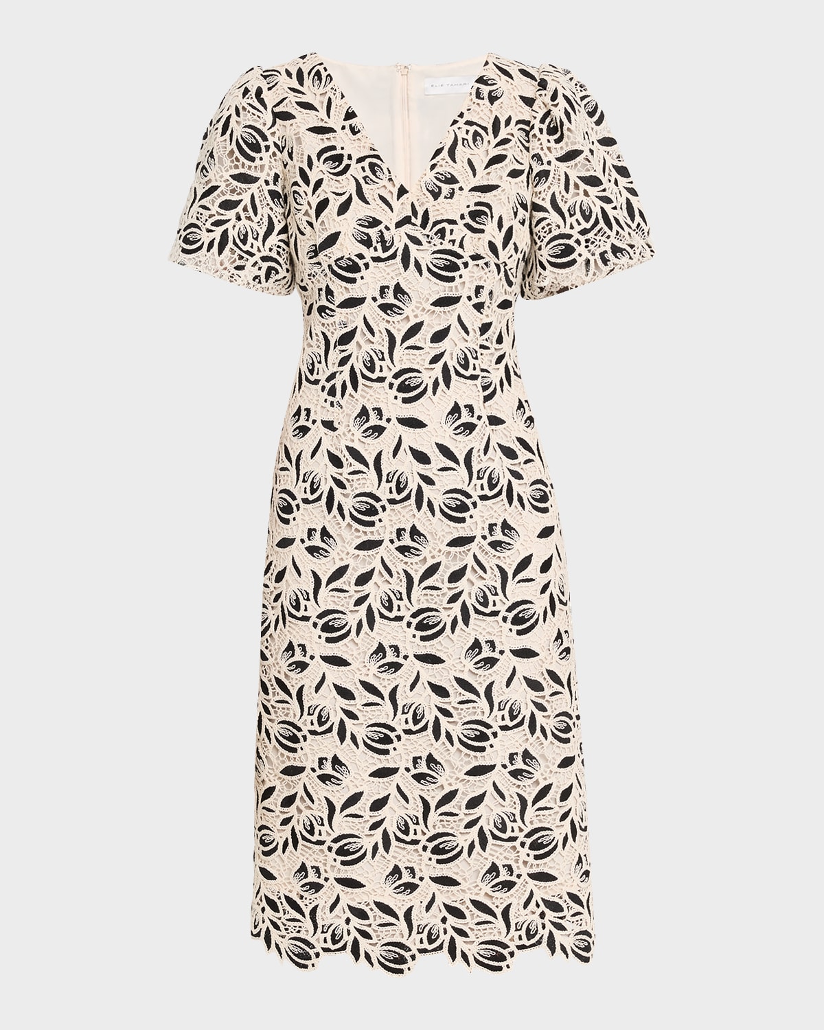 Elie Tahari The Presley Floral Lace Midi Dress