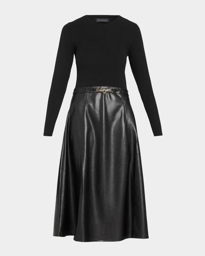 Elie Tahari The Quinn Mixed Media Midi Dress