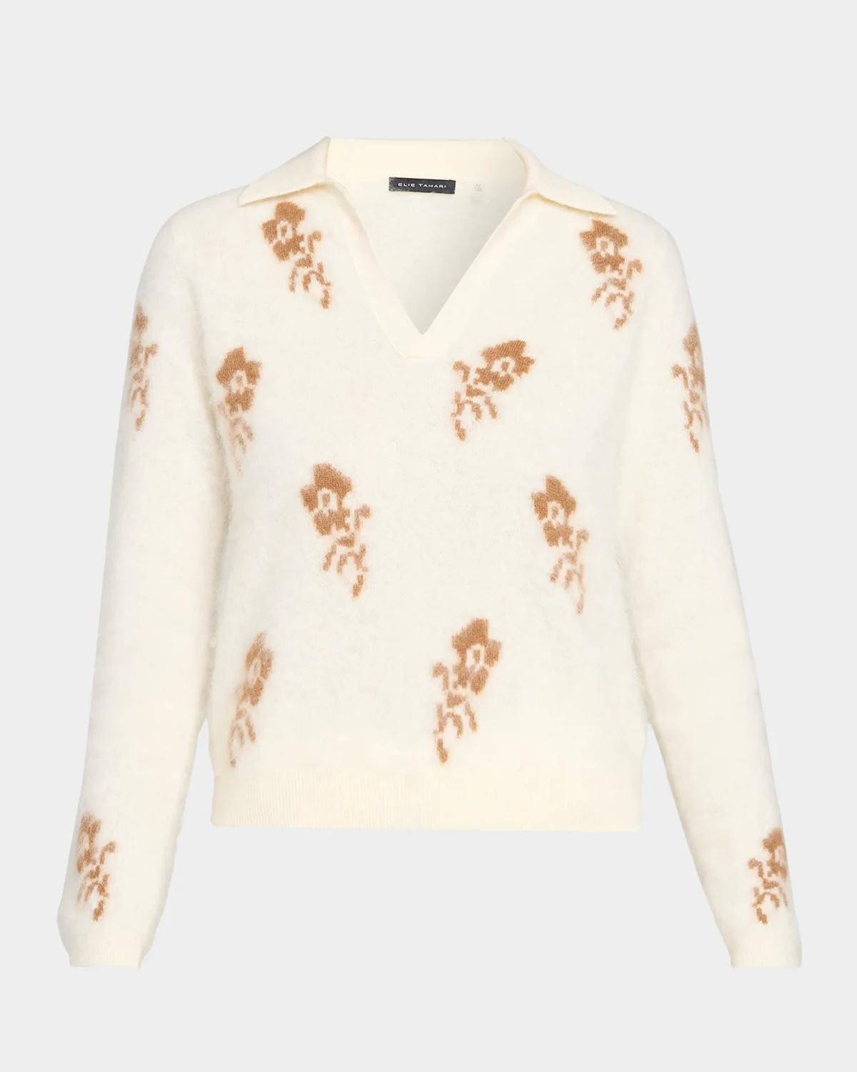 Elie Tahari The Raelynn Floral Knit Sweater
