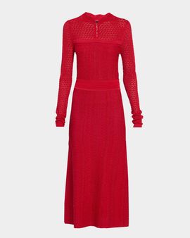 Elie Tahari The Remi Shimmer Pointelle-Knit Midi Dress