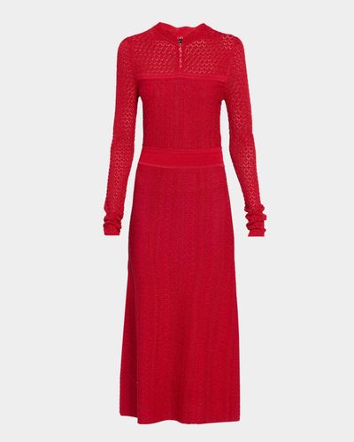 Elie Tahari The Remi Shimmer Pointelle-Knit Midi Dress