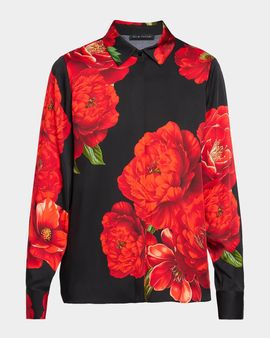 Elie Tahari The Shae Floral Silk-Viscose Shirt