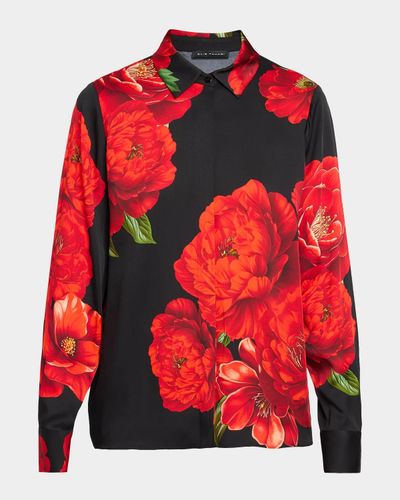 Elie Tahari The Shae Floral Silk-Viscose Shirt