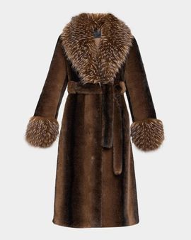 Elie Tahari The Speckled Shawl-Collar Faux Fur Coat