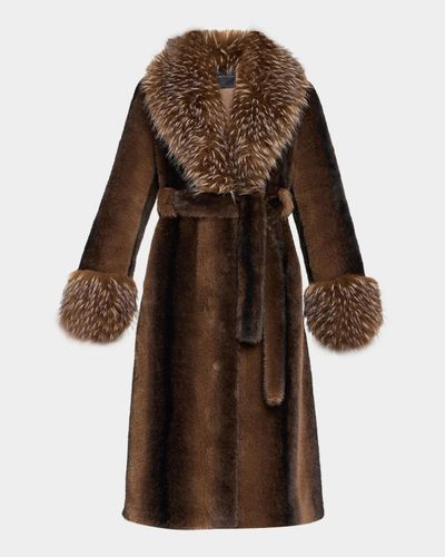 Elie Tahari The Speckled Shawl-Collar Faux Fur Coat