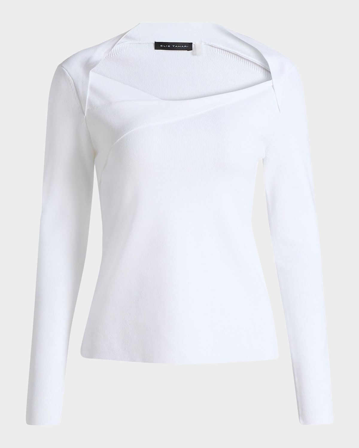 Elie Tahari The Sunny Asymmetric Rib Knit Pullover
